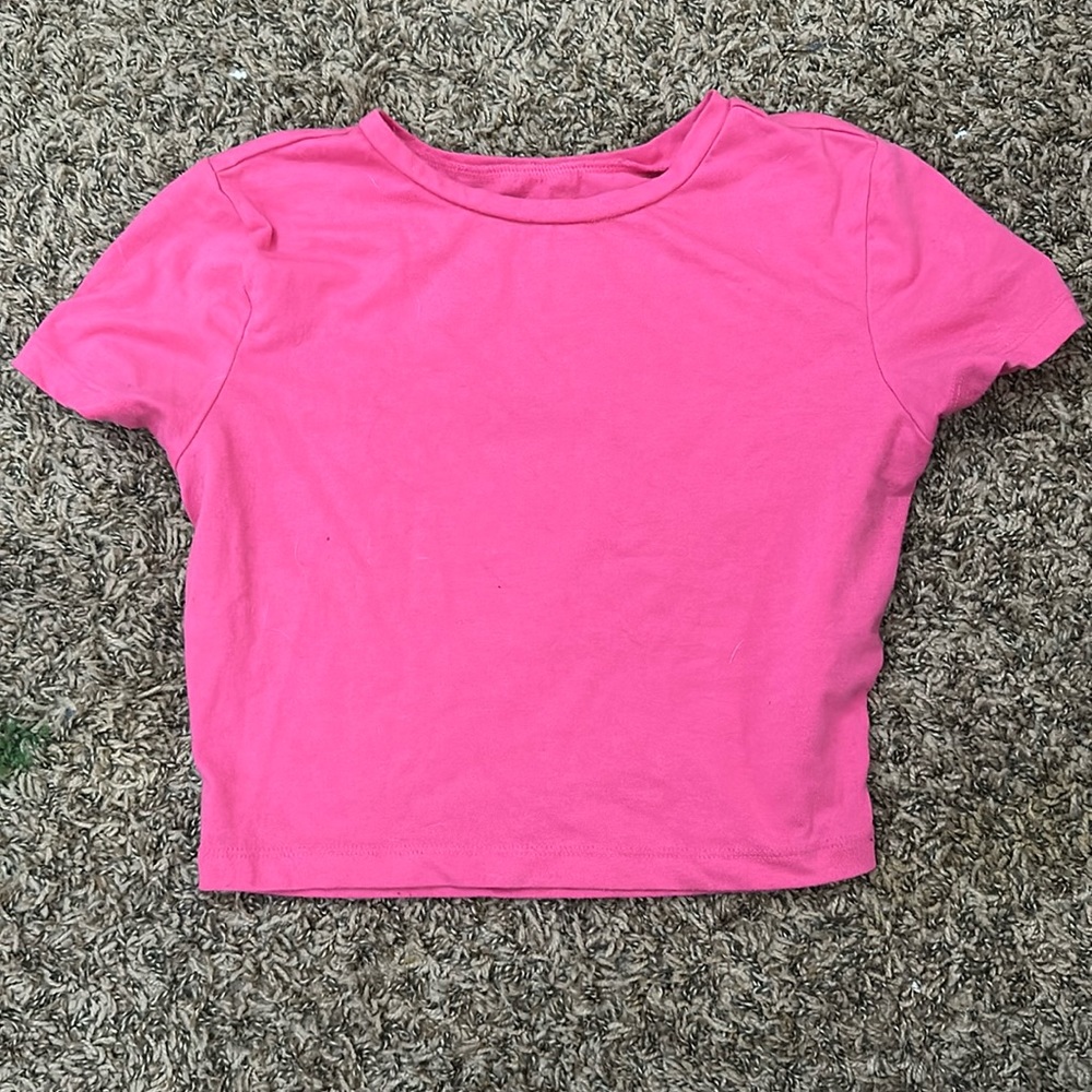 Plain hot pink crop top